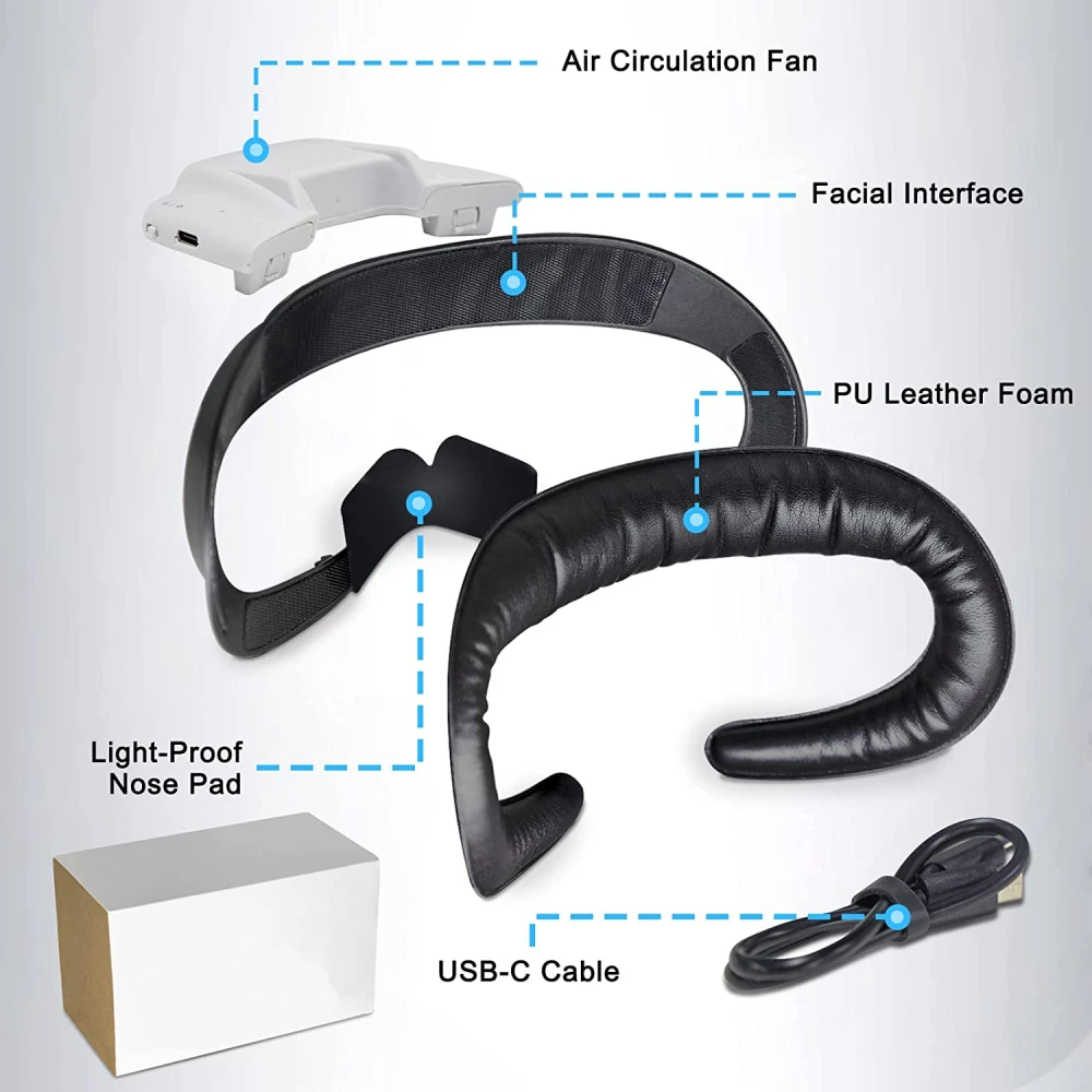 Active Air Circulation for Oculus Quest 2 Fan Cooler Relieves Lens Fogging Radiator Cooling Fan for Oculus Quest 2 Accessories