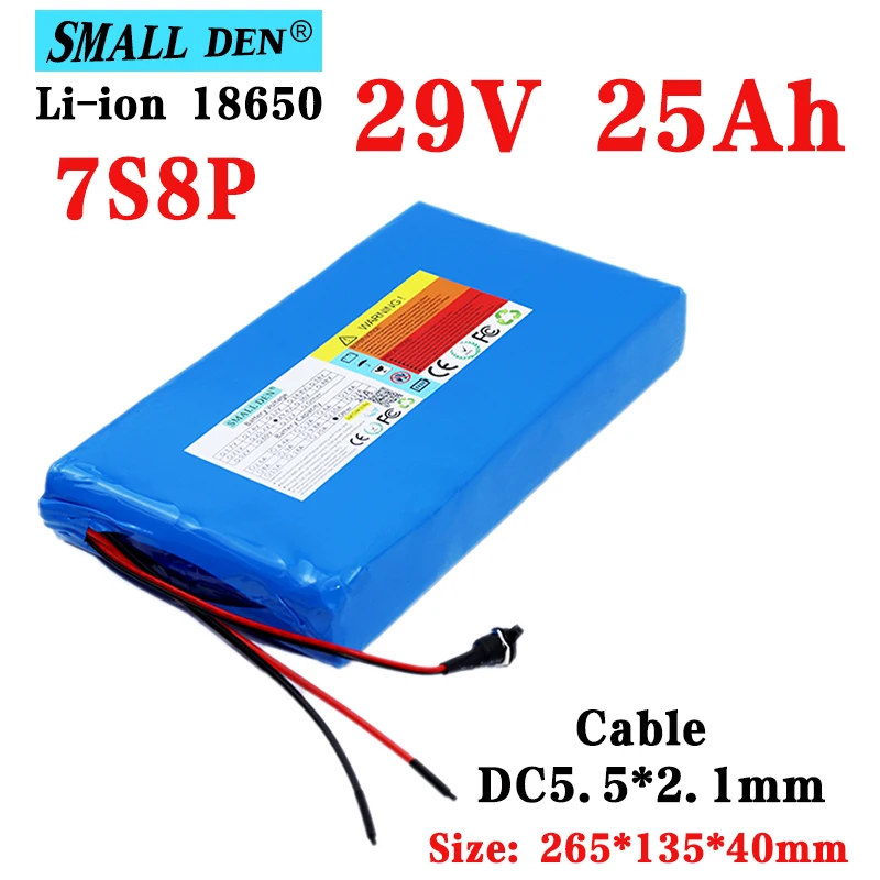 

29V 25Ah 18650 7S8P Li-ion battery pack with 30A BMS 25.9V 25000mAh electric bike scooter wheelchair lawn mower ebike battery