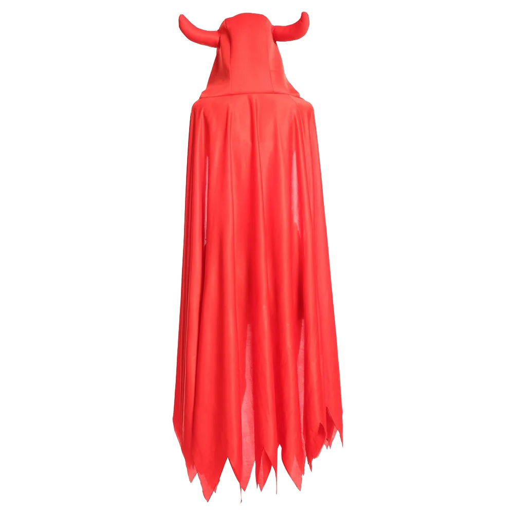 

Full Length Deluxe Ox Horn Red Party Capes Hooded Cloaks for Halloween Cosplay Costume Party(Red) Costumes Black