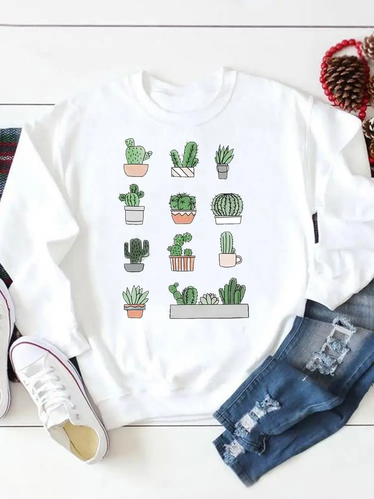 

Sweatshirts Print Casual Autumn Graphic Pullovers Fashion Plant Love Sweet Trend Spring Fall Female Women Regular Clothing