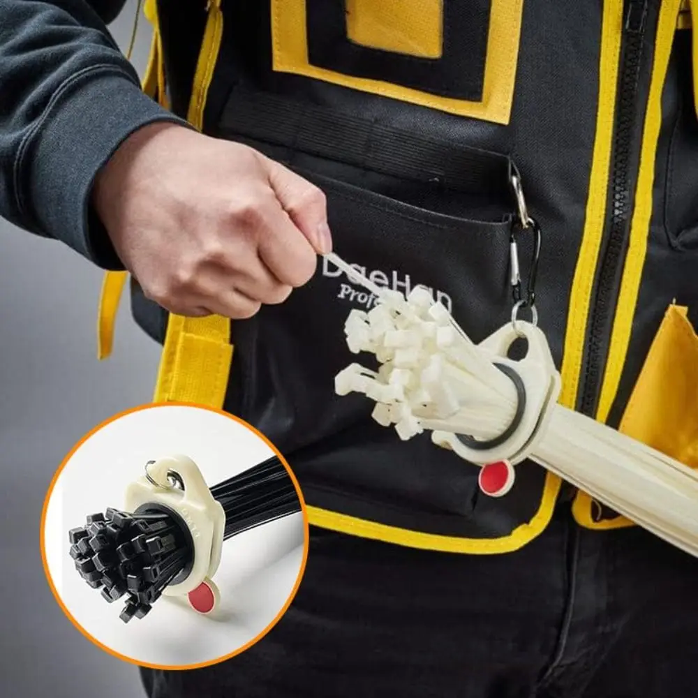 

Plastic Circle Cable Ties Organizer Keychain Portable Storage Cable Tie Holder Durable Stable Cable Tie Storage Tool Accessories