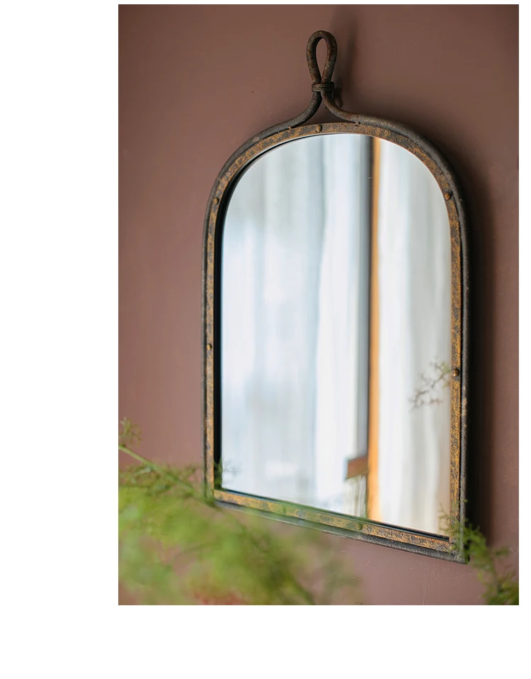 Дуговое зеркало из кованого железа винтажное украшение для макияжа ванной