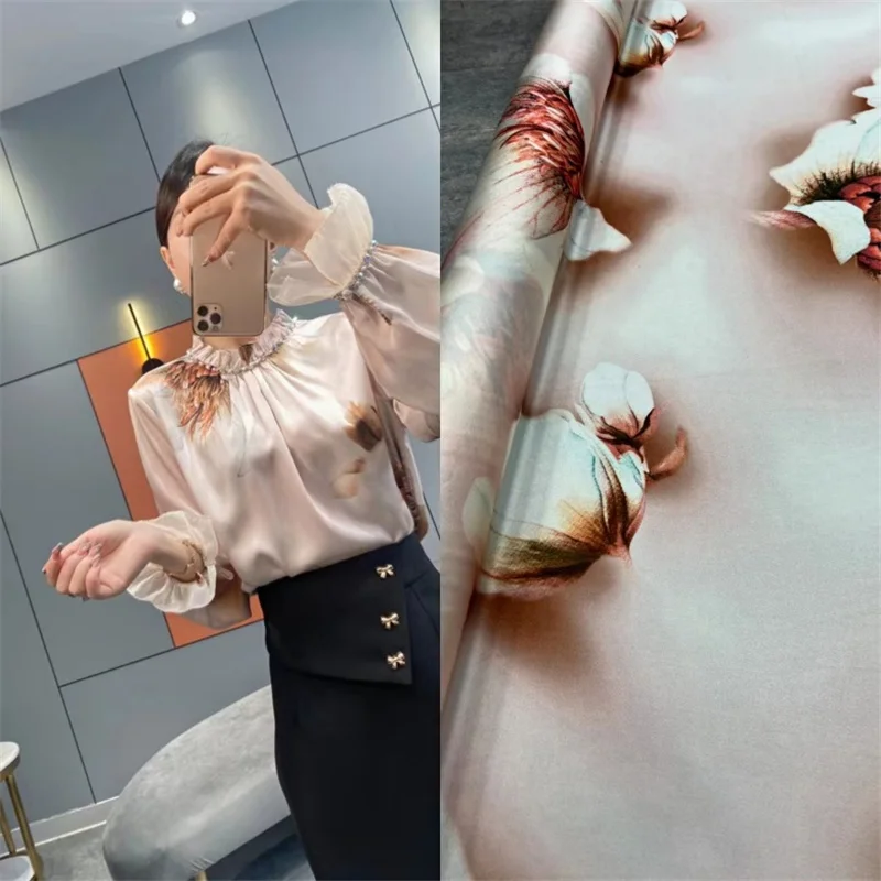 

Новая розовая саржевая Строгая рубашка Kapok, высококачественная ткань из шелка тутового шелкопряда, платье «сделай сам» по двору, экологичес...