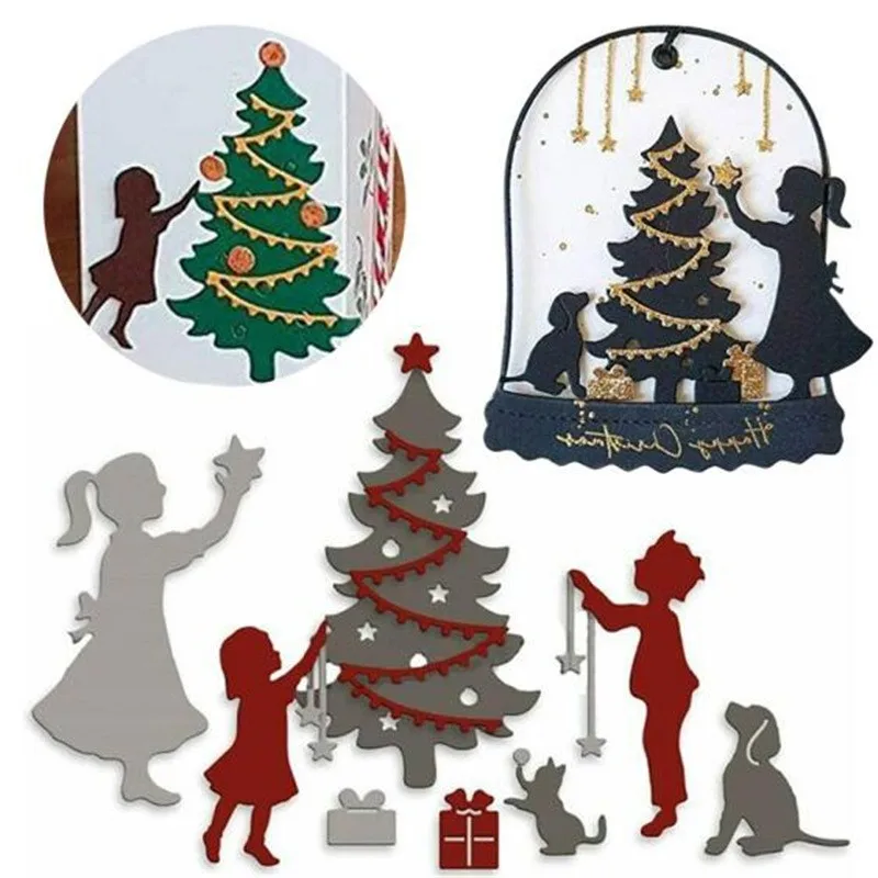 

Christmas Tree Kid Dog Metal Cutting Dies for DIY Scrapbooking Album Embossing Paper Cards Decorative Crafts