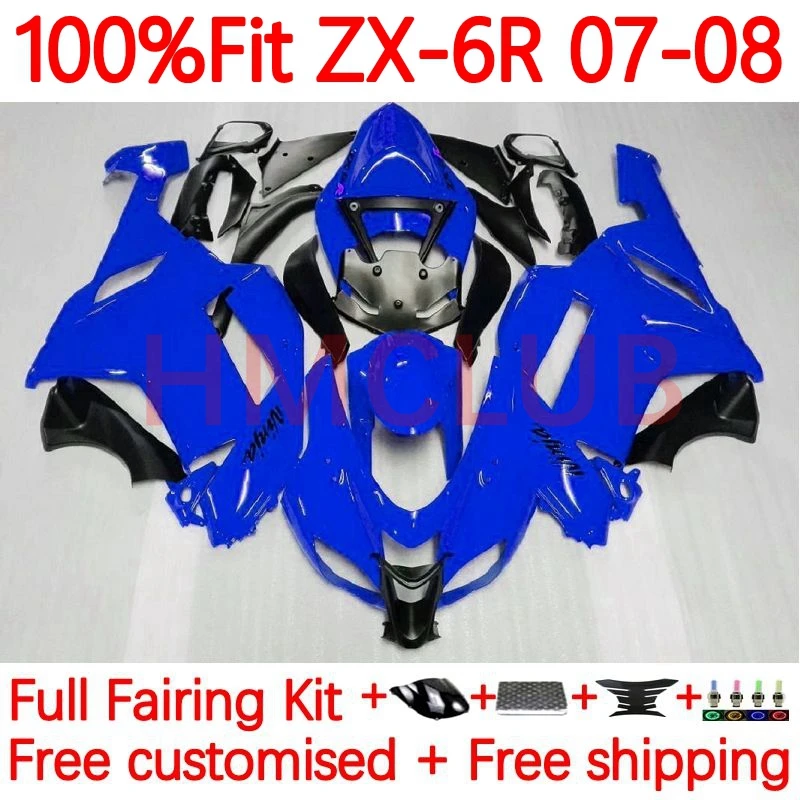

OEM инъекция для KAWASAKI NINJA ZX-6R ZX636 ZX 636 6R 6 R ZX-636 ZX6R 2007 2008 600CC ZX600 07 08 обтекатель 57No.87 Фабричный синий