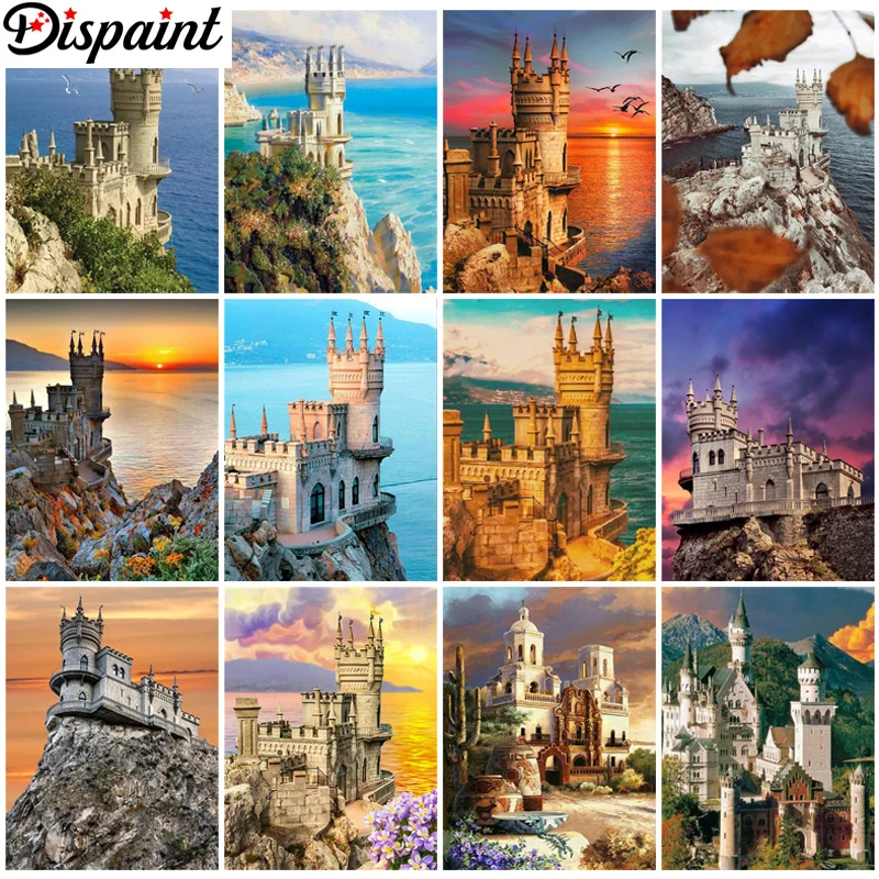 Картина из искусственных страз, алмазная вышивка 5D «замок, пейзаж Island», ручная работа, вышивка крестиком, подарок