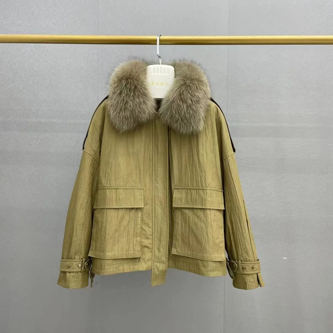 Женское пальто из натурального меха лисы свободная куртка со съемной подкладкой