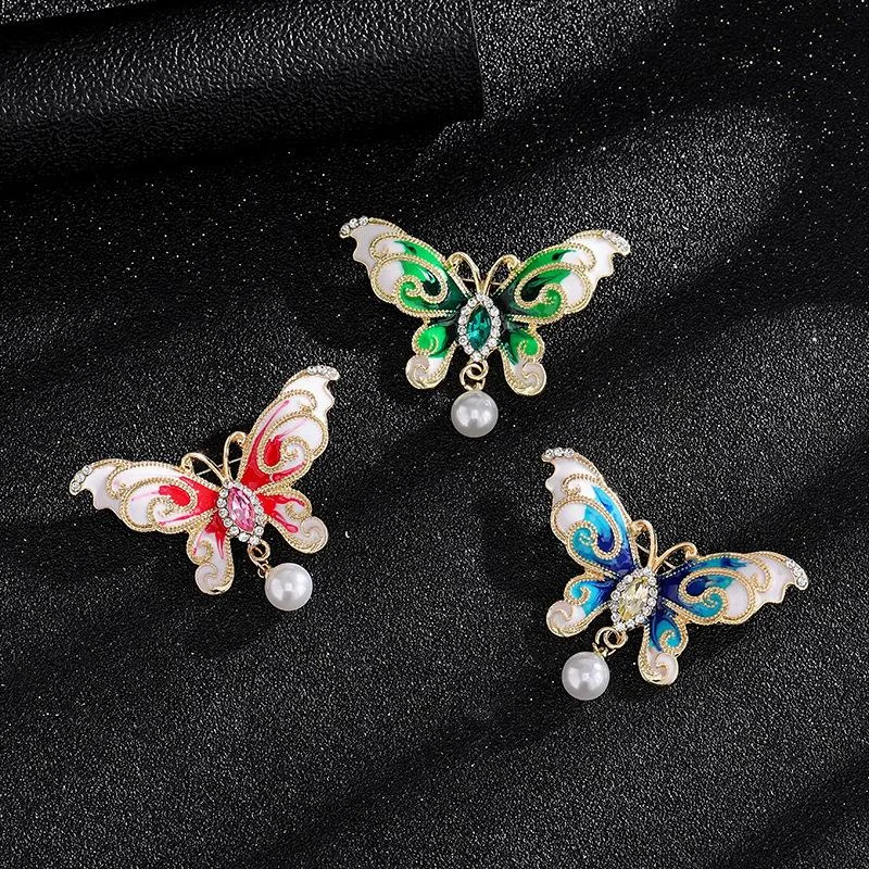 

Butterfly Brooches Rhinestone Animal Pin Simulated Pearl Charm Brooch Garment Accessories