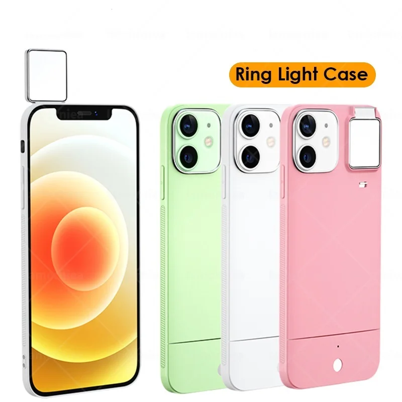 

For iPhone 12 11 Pro Max Phone Case Fill Light Selfie Beauty Ring Flash Stable Case For iPhone XR X XS Max 11 12Pro Max 7 8 Plus