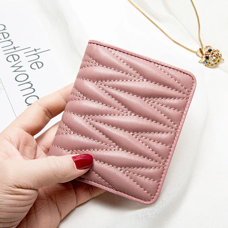 

Brand best-selling 2022 new wallet leather women's sheepskin folds two folds mini compact ins folding thin wallet purses