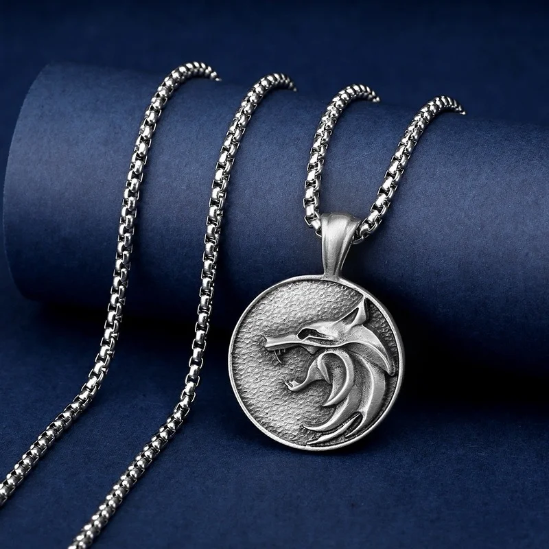 

Hip Hop Rock Punk Retro Necklace Jewelry wolf head ins Trendy Fashion Domineering Tin Alloy Material Titanium steel