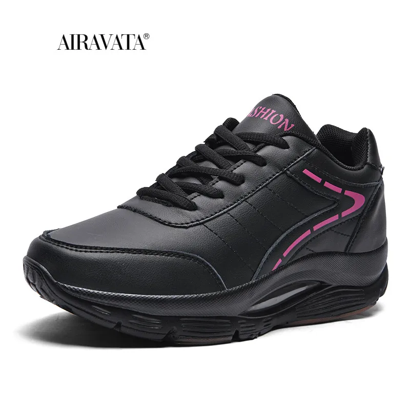 Casual Women Thick-soled Sneakers Fashion Spring Autumn Summer PU lace-up  Vulcanized Shoes Mesh Rubber Non-slip New