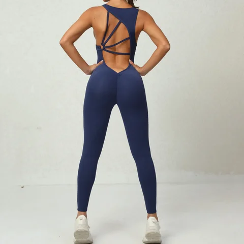 Женский спортивный комбинезон с открытой спиной, спортивные Комбинезоны из 2023 лайкры для женщин, соблазнительная сплошная одежда, женский комбинезон, моно-красный