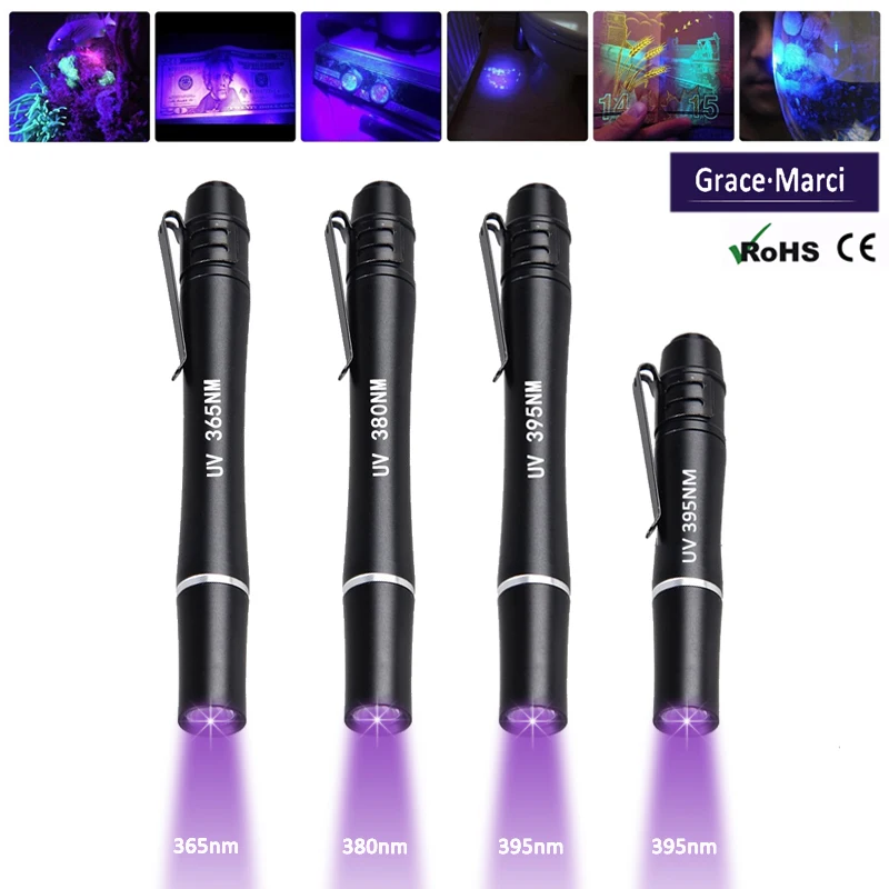 

365nm Sale For With Mini Light Ultra 395nm On 380nm Clip Detect Pen Penlight Violet Money Flashlight Pen Portable