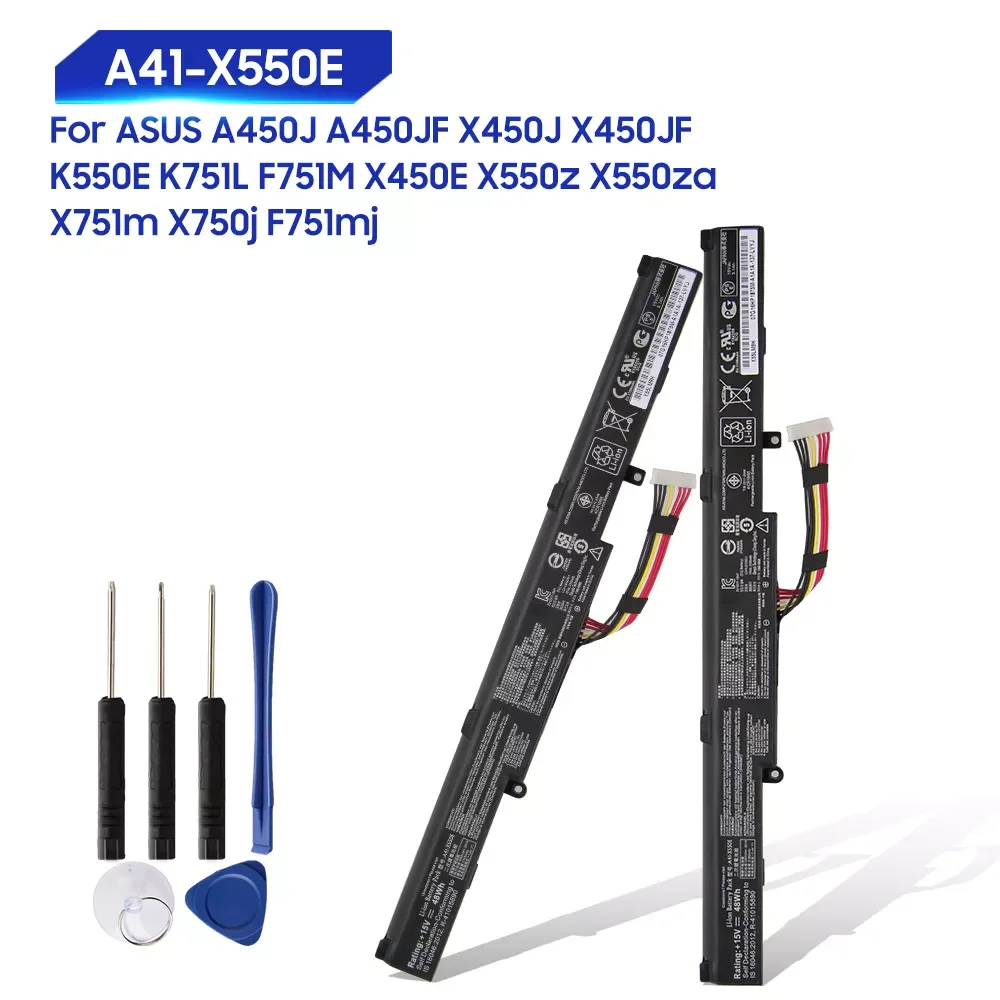 

New in Replace Battery For ASUS A450J F751M X450E X550Z X550ZA X751M X750J F751MJ 450JF X450J X450JF K550E K751L A41-X550E