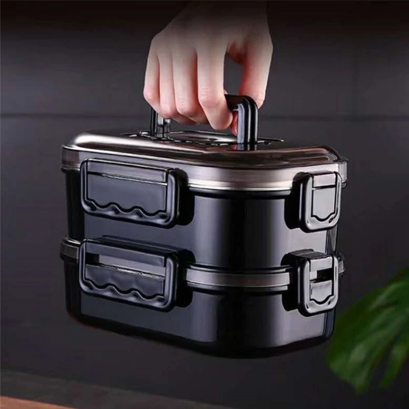 

304 Stainless Steel Lunch Box Home Containers Travel Leakproof Bowls Double Layer Handle Lunchboxs Big Capacity Food Lunchbox