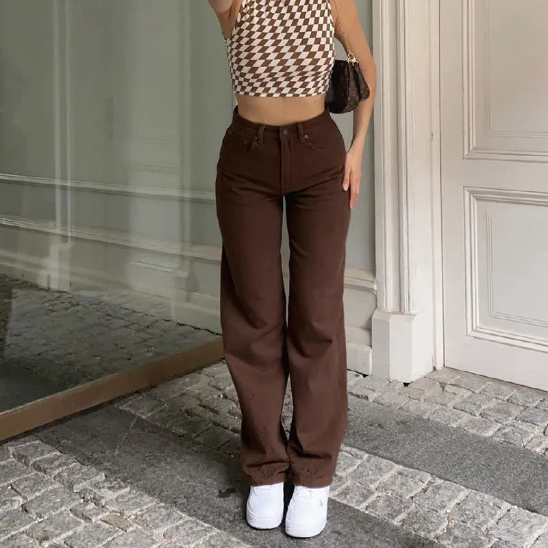

90S Aesthetic Harajuku Y2K Women'S Jeans High Waist Wide Leg Bottoms Vintage Blue Stacked Trousers For Girls 2021 Spring Autumn