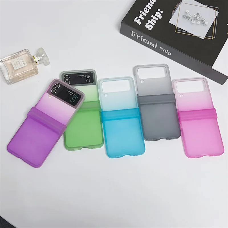

Simple Monochrome Matte Gradient Phone Case for Samsung Galaxy Z Flip 3 Z Flip 4 Hard PC Back Cover for ZFlip3 ZFlip4 Case Shell