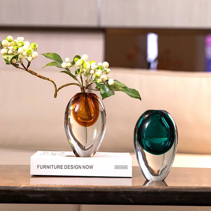 

Light Luxury Special-shaped Glass Flower Arrangement Decoration Living Room Dining Table Flower Arrangement Glass Vase Ornaments