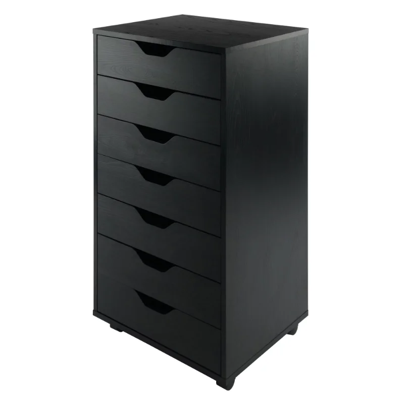 

,Winsome Wood Halifax 7-Drawer Cabinet, Black Finish
