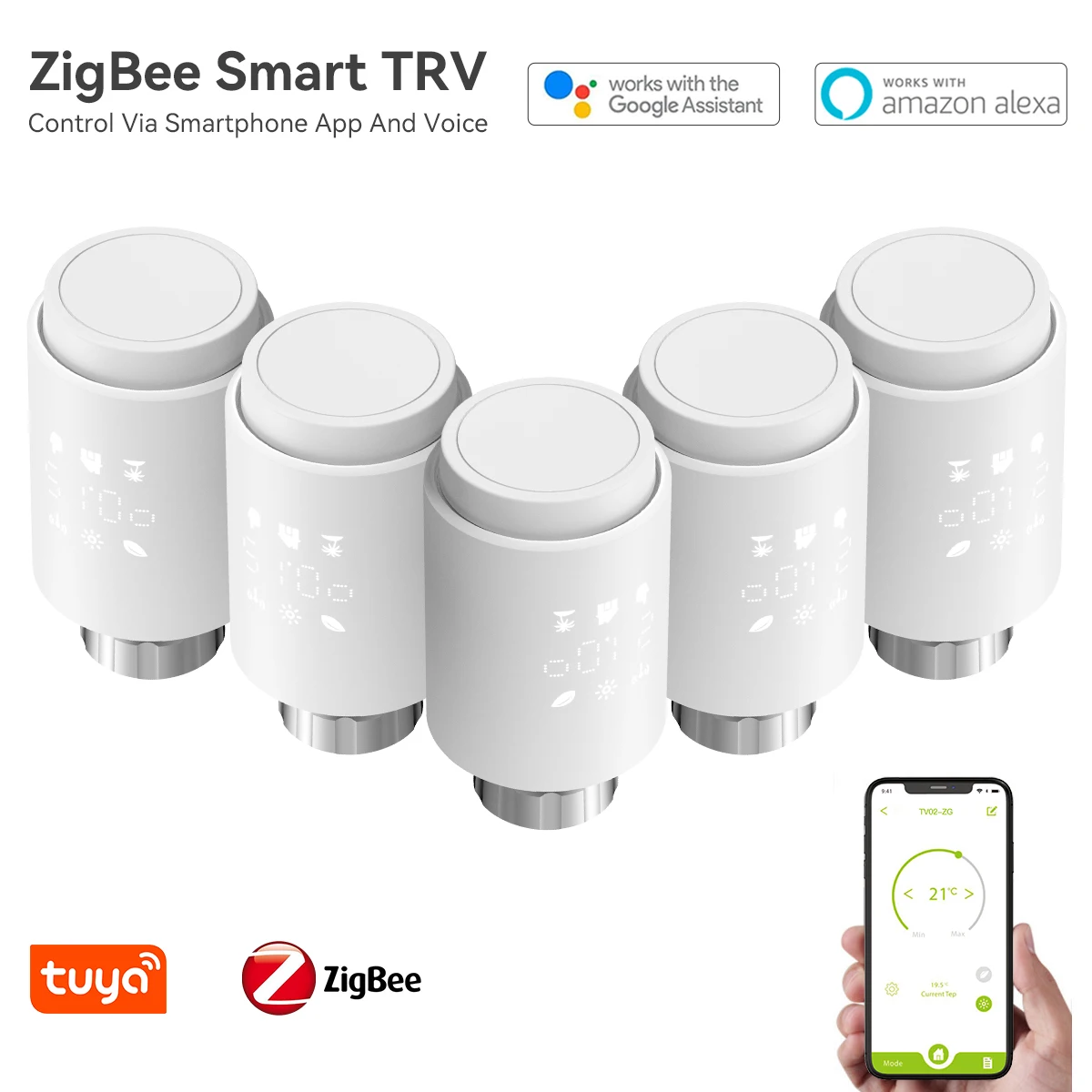 

Zigbee Smart Thermostat Temperature Controller Heating Accurate TRV Thermostatic Radiator Valve Voice Control via Alexa
