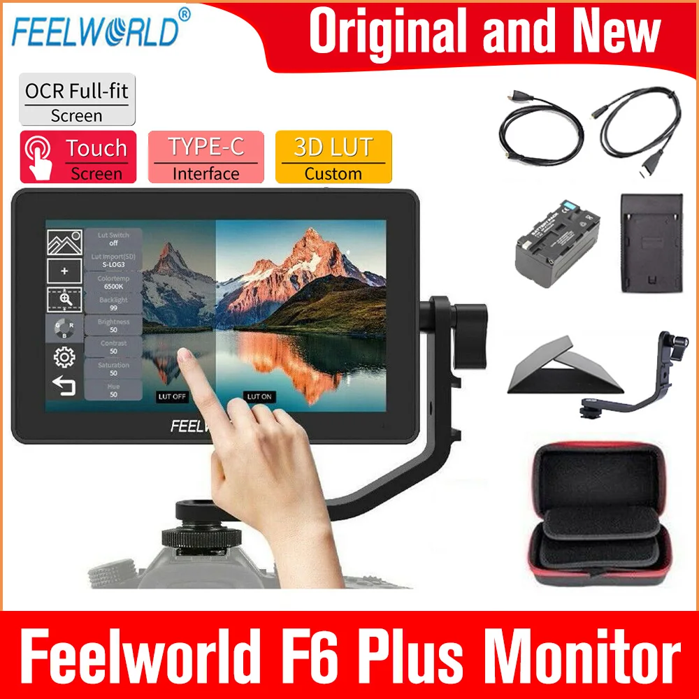 Feelworld F6 Plus 4K Monitor 5.5 Inch on Camera DSLR Field Monitor 3D LUT Touch Screen IPS FHD 1920X1080 Monitor for DSLR Camera