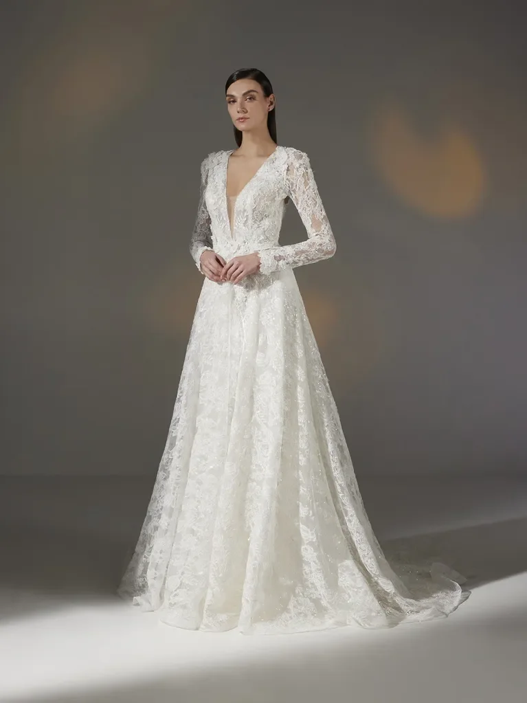 Vestido De Novia Encaje Manga Larga Свадебное платье трапециевидной формы Minimalista Elegante 2025 Robe Mariage