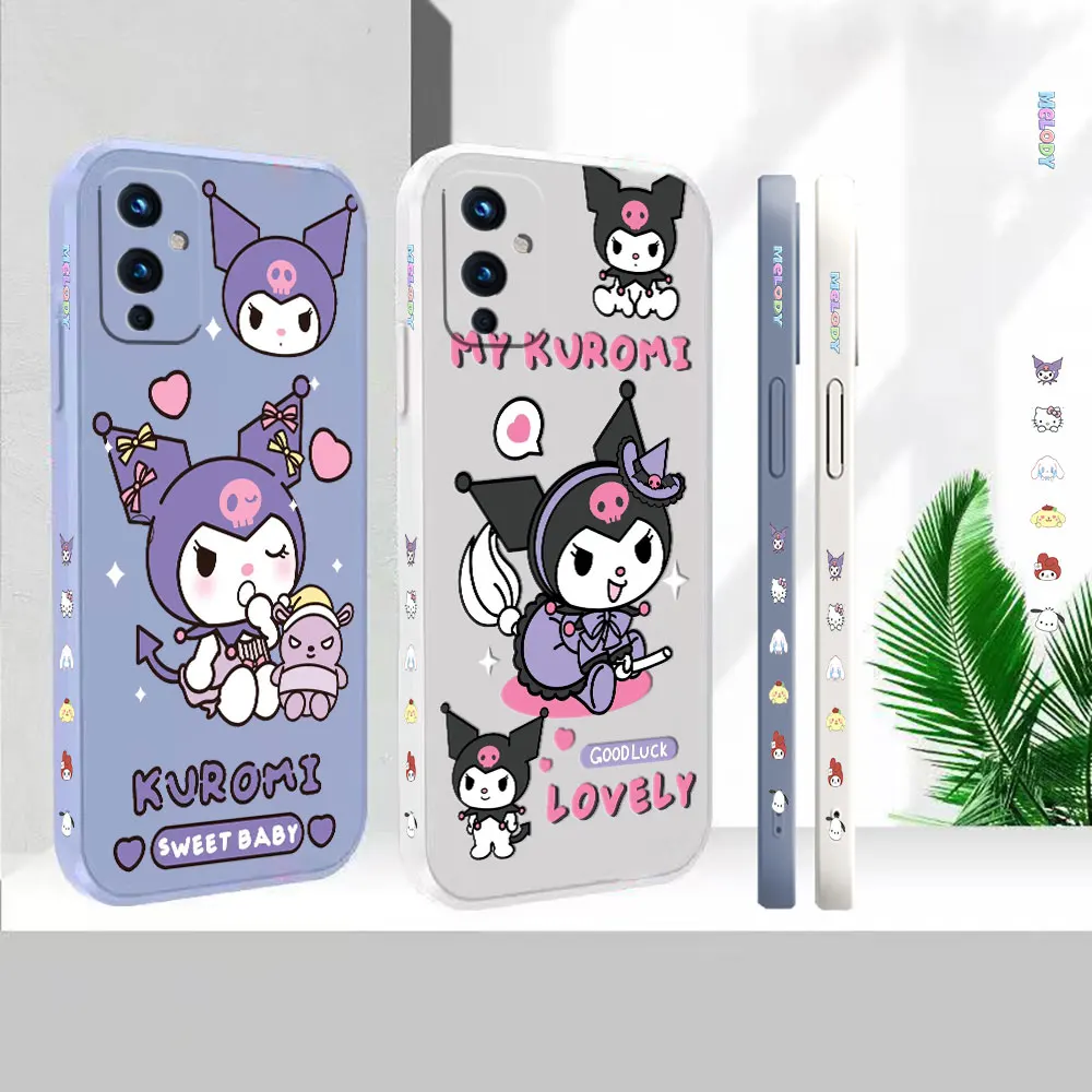 

Liquid Silicone For Oneplus 11 10 9 9R 9RT 8 8T 7 7T Ace 2 2V Nord CE 2 Lite Pro Cover Anime Cute kuromi Case Funda Cqoue Shell