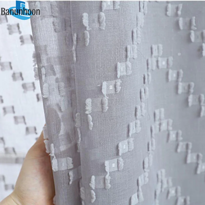 Европейские Серые волнистые 3D занавески для гостиной полузатемняющие тюлевые