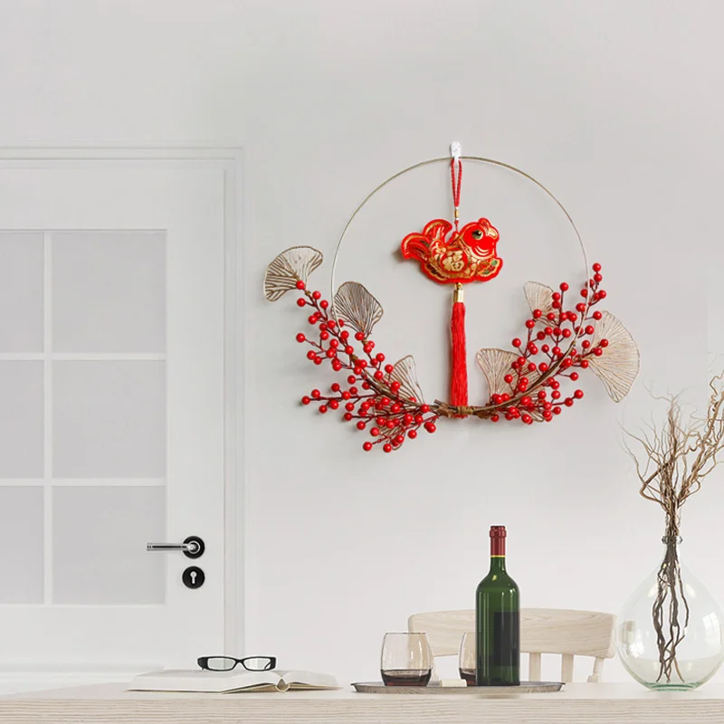 

Новый год Тигра запустить венок красный фрукт подвеска Внутренняя дверь магазина открытие макета больше, чем каждый год