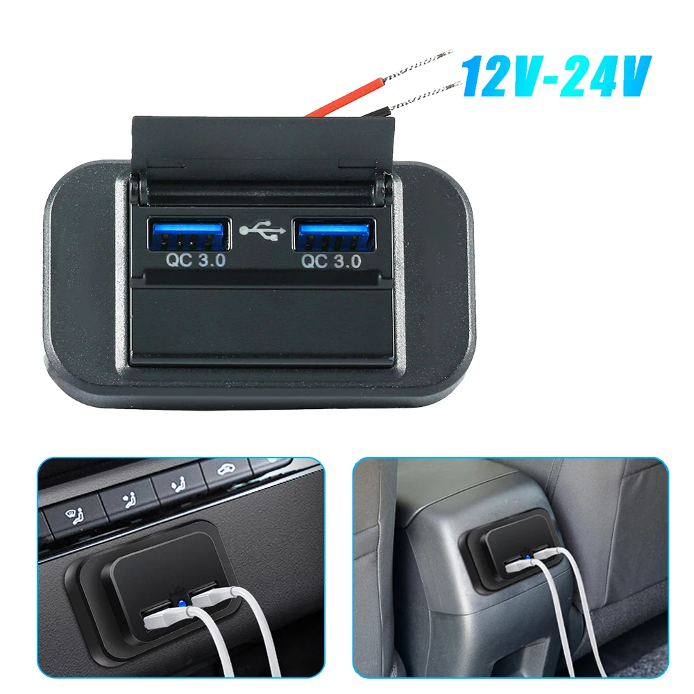 

Car Charger RV Fast Charger Socket Adapter Power Outlet QC3.0 Landfill Dual For Motorcycle RV Car Auto Electrical Equipment