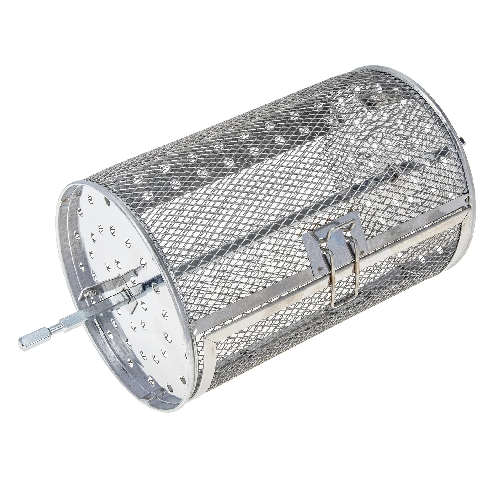 

1 Set Practical Grilled Cage Stainless Steel Rolling Grill Basket Rust-proof Baking Cage