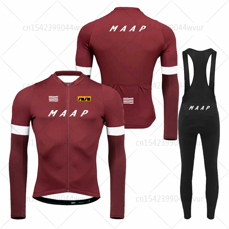 

2024 MAAP Весенняя велосипедная одежда для горного велосипеда, мужские рубашки с длинным рукавом для шоссейного велосипеда, Осенние комплекты велосипедных трикотажных брюк с нагрудником, топы для верховой езды