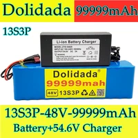new 48v 99 999ah 1000w 13s3p 48v 18650 lithium ion battery pack for 54 6v e bike electric bicycle scooter with bmscharger