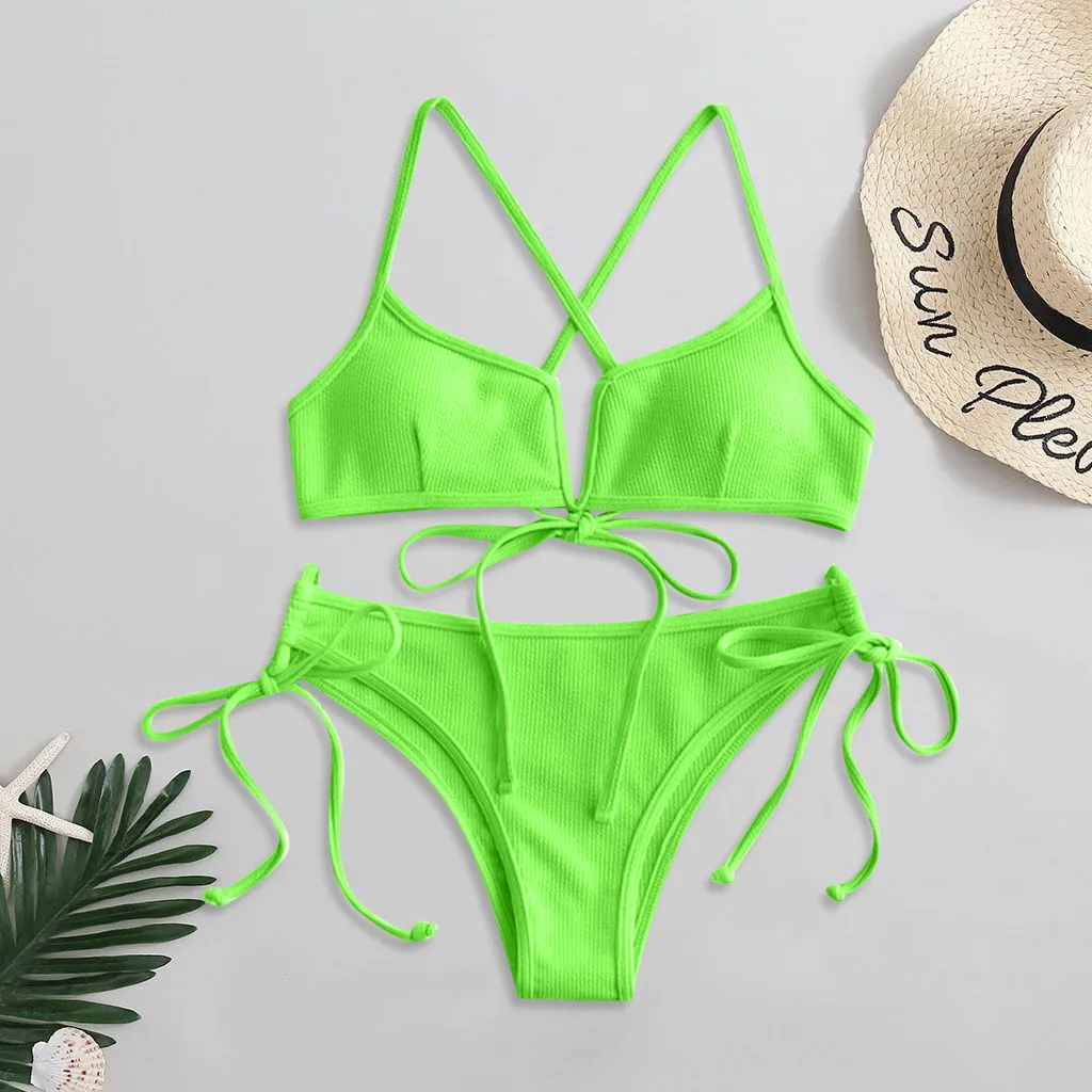 

2022 New Sexy Bikini High Waist Strapless Sexy Bikini Women Swimwear Women Swimsuit Padded Bathing Suit Monokin Pure Color
