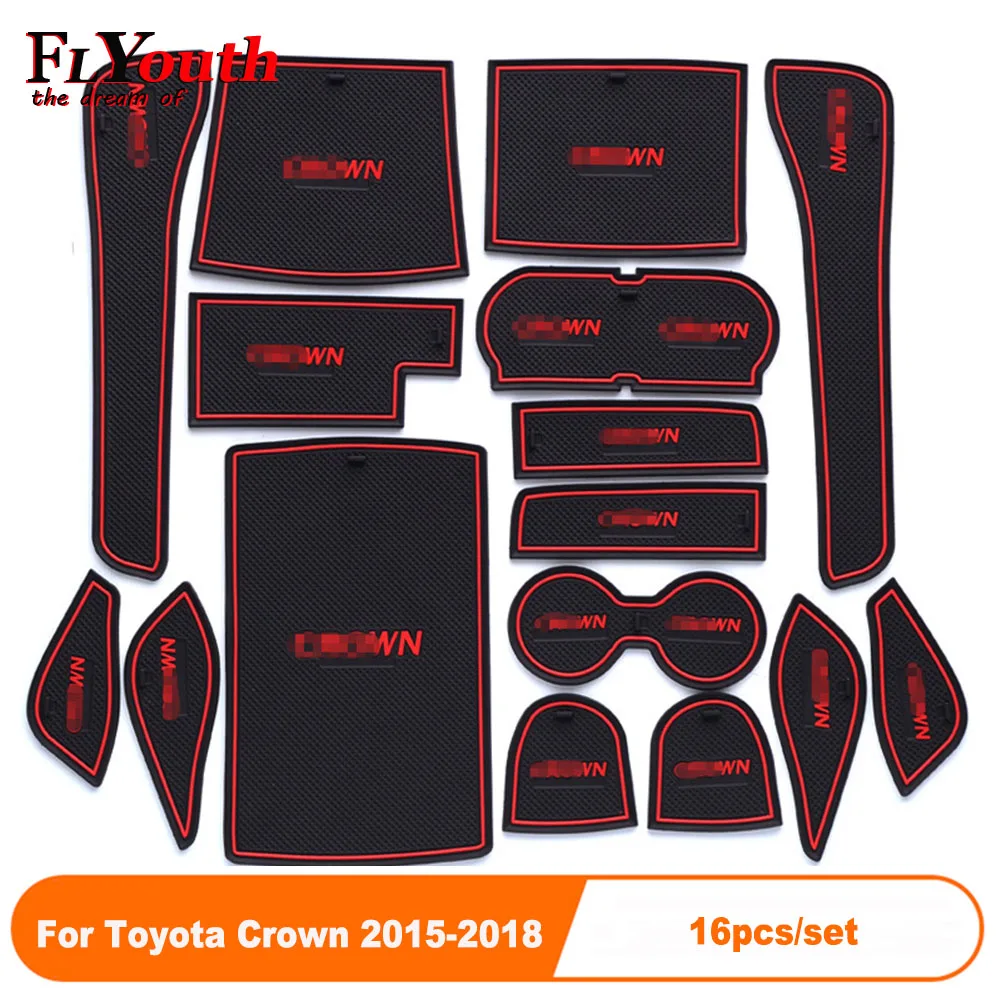 

16Pcs/Set Car Door Groove Mat For Toyota Crown 2015-2018 Auto Anti-Slip Cup Mat Non Slip Door GateP ad Car Accessories