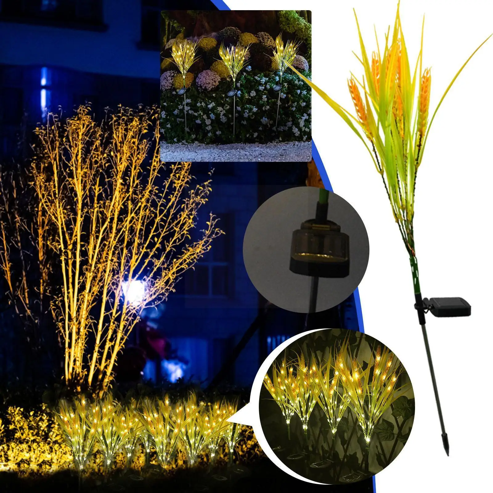 

Outdoor LED Solar Wheat Lights Outdoor Waterproof Garden Lamps Courtyard Stake Decor Thanksgiving Decoration Farmhouse Stra S3X6