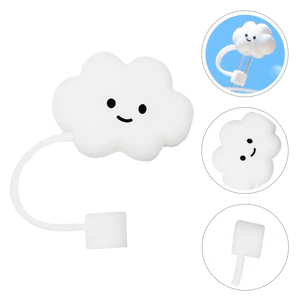 

Straw Cover Covers Silicone Tips Cap Caps Protector Straws Drinking Reusable Cloud Plug Topper Plugs Toppers Tip Shape Cute Lids