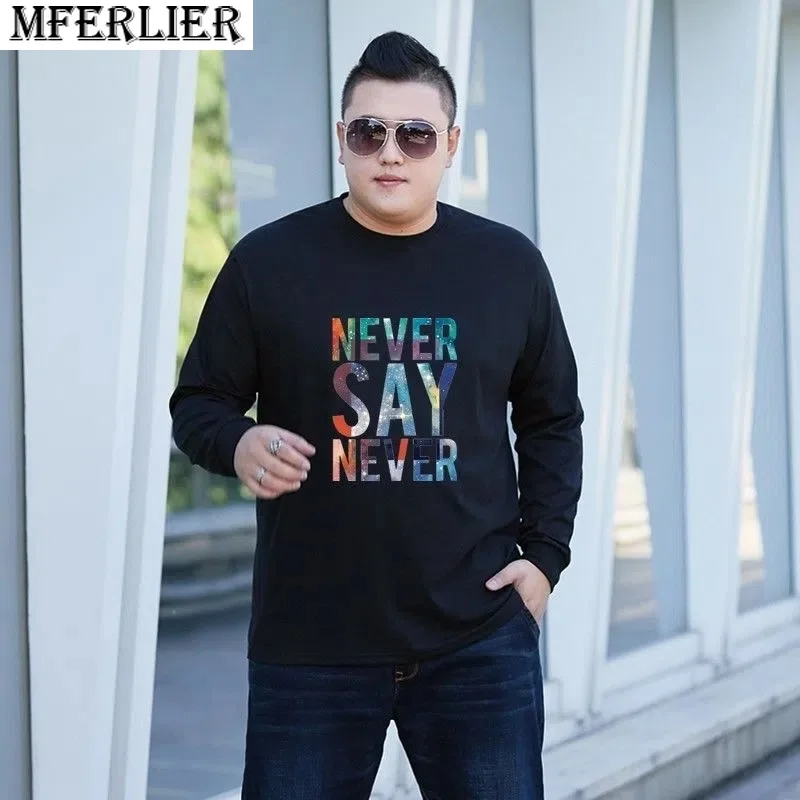 

winter autumn spring men letter tshirt long sleeve plus size 6XL casualunderwear cotton tees tops
