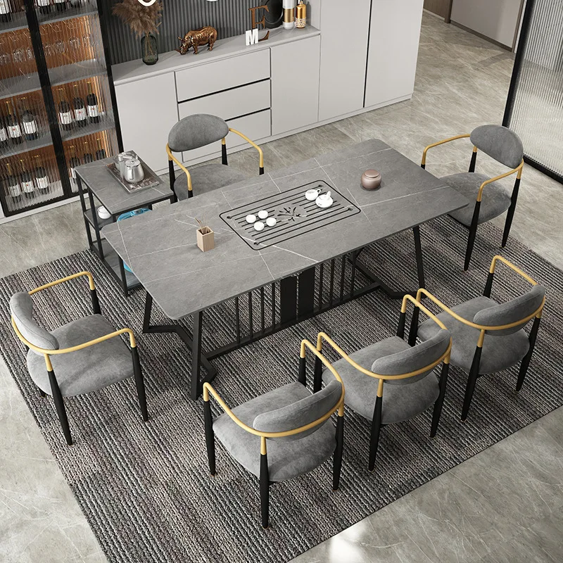 

Modern simple rock board tea table and chair combination light luxury balcony tea table office tea table tea set