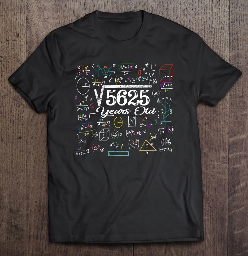 

Футболка мужская с математическим рисунком, винтажная рубашка с квадратным корнем для детей 75 лет, день рождения 5625, топ, блузки, эстетическ...