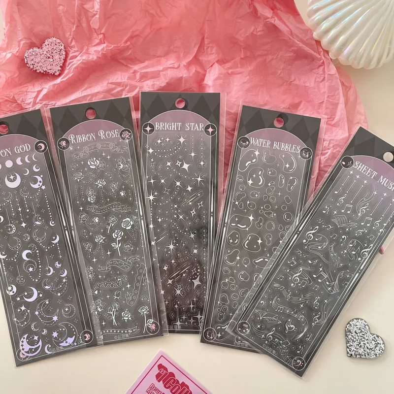 1Pc Ins Bright Starry Sky Hot Silver Butterfly Stickers Diy Material Scrapbooking Background Decorative Stickers Stationery