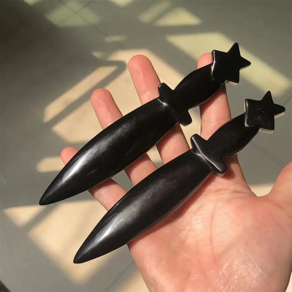 Натуральный обсидиан кинжал поделки мужские подарки волшебный амулет меч