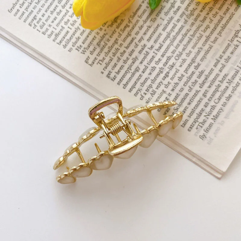 Металлическая шпилька для волос большая с опалом нескользящая оправа конского