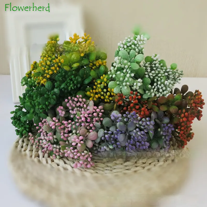 

Artificial Plant Simulation Milan Grass Green Landscape Decoration Holding Flowers Small Wild Fruit Fake Plants Home Decoration