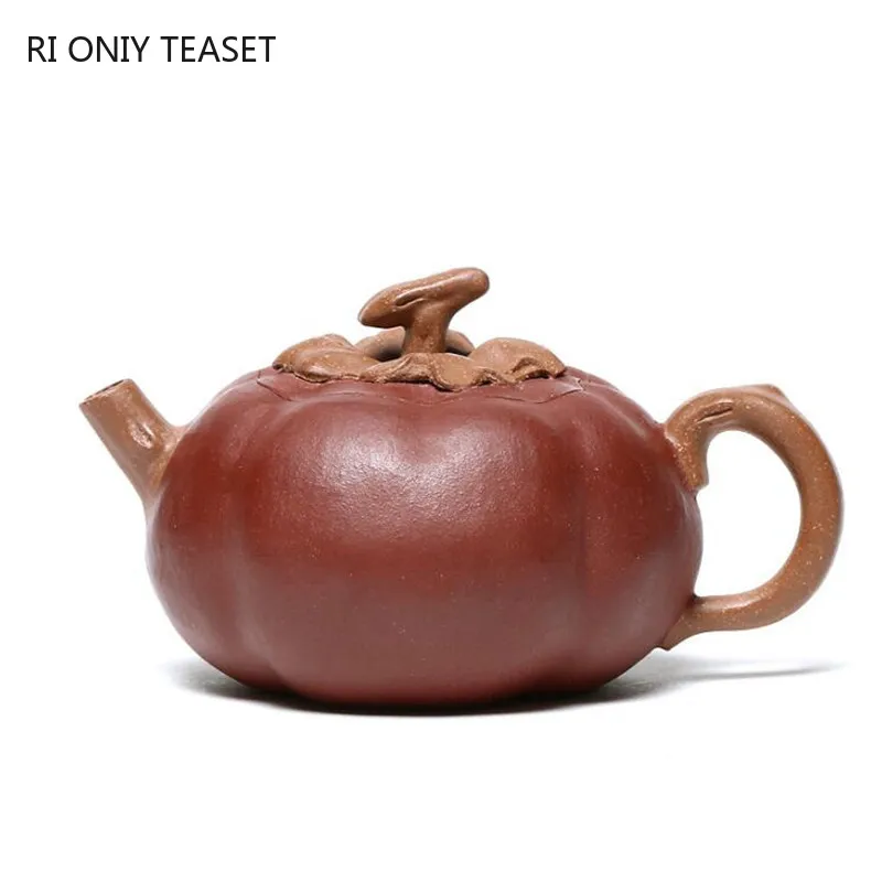 

120ml High-end Yixing Purple Clay Teapot Handmade Simulation Persimmon Model Tea Pot Kettle Chinese Zisha Tea Set Collection