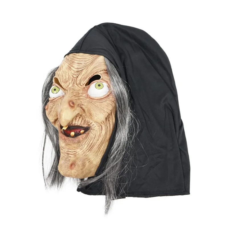 Маска Reneecho The Old Witch с волосами и капюшоном латексная маска ужасов на Хэллоуин для