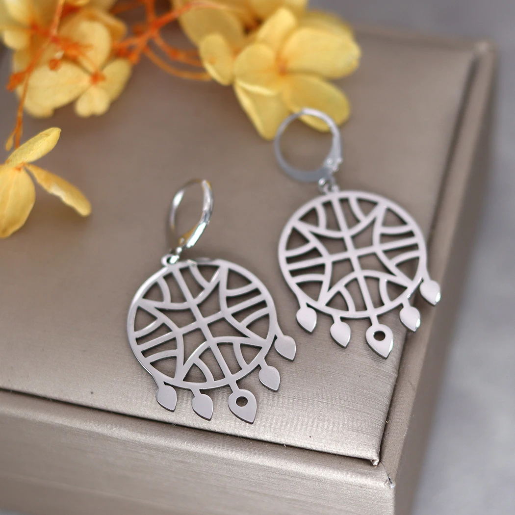 Женские серьги-кольца ручной работы из нержавеющей стали в стиле бохо