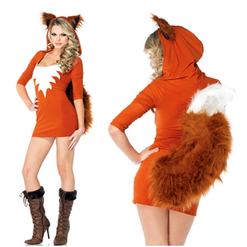 

Fox Halloween Costumes For Women Animal Cosplay Clothing Sexy Foxy Witch Jumpsuit Performance Party Mini Dresses Temptation