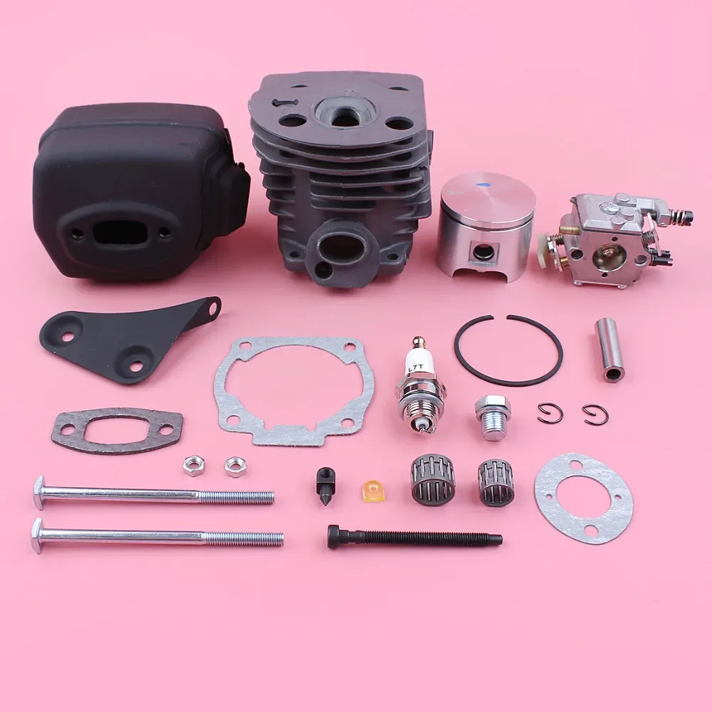 

46mm Cylinder Piston Carburetor Kit For Husqvarna 55 51 Exhaust Muffler Bracket Gasket Bolt Needle Bearing Chainsaw Replace Part
